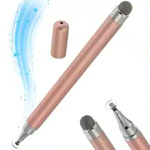 IAccessories 2-Way Universal Stylus Pen - Fine Point Disc Tip & Round Fiber Tip for iOS & Android - Rosegold
