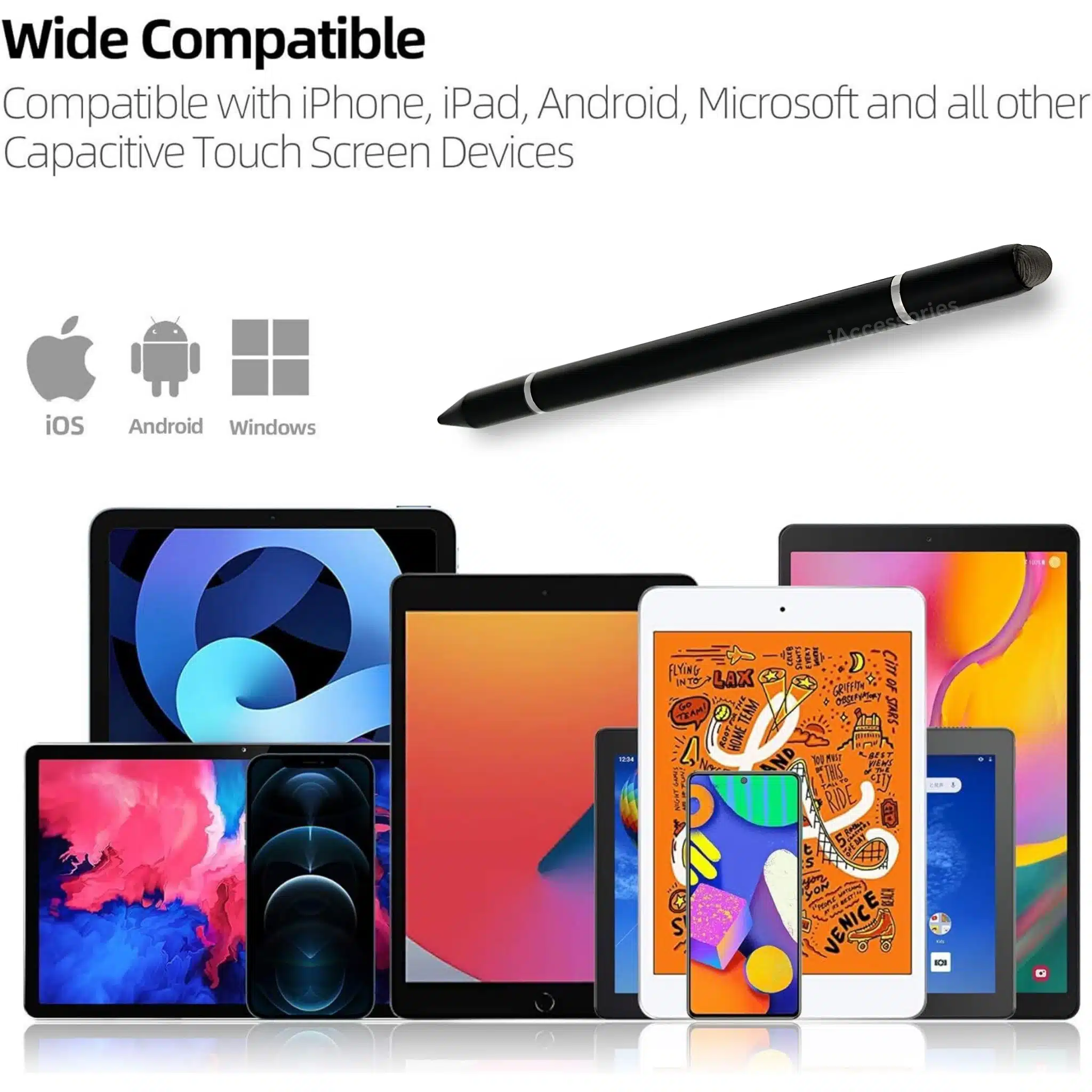 iAccessories 3 in 1 Stylus with Ball Point pen for all Touch Screen Devices BLACK-2