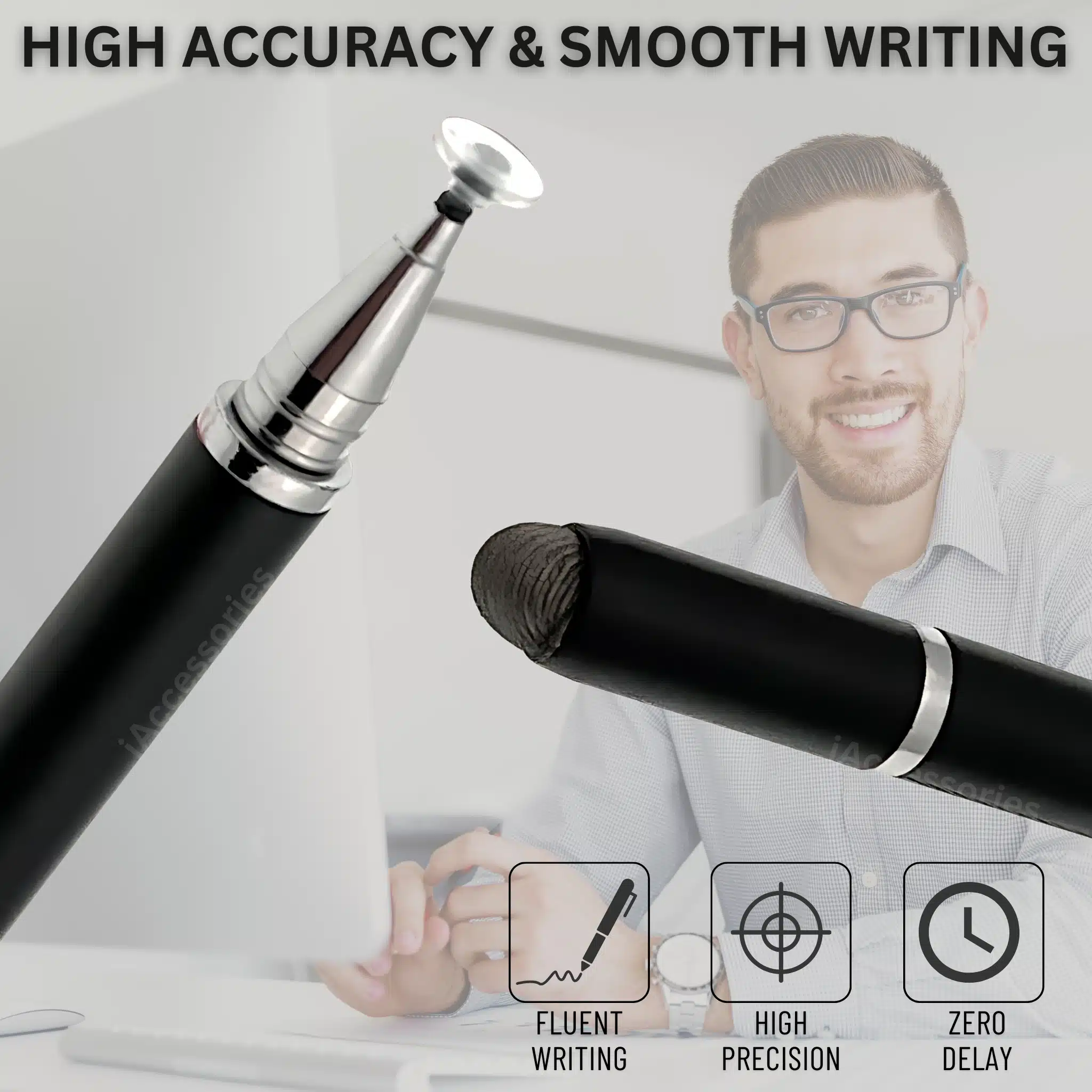 iAccessories 3 in 1 Stylus with Ball Point pen for all Touch Screen Devices BLACK-3