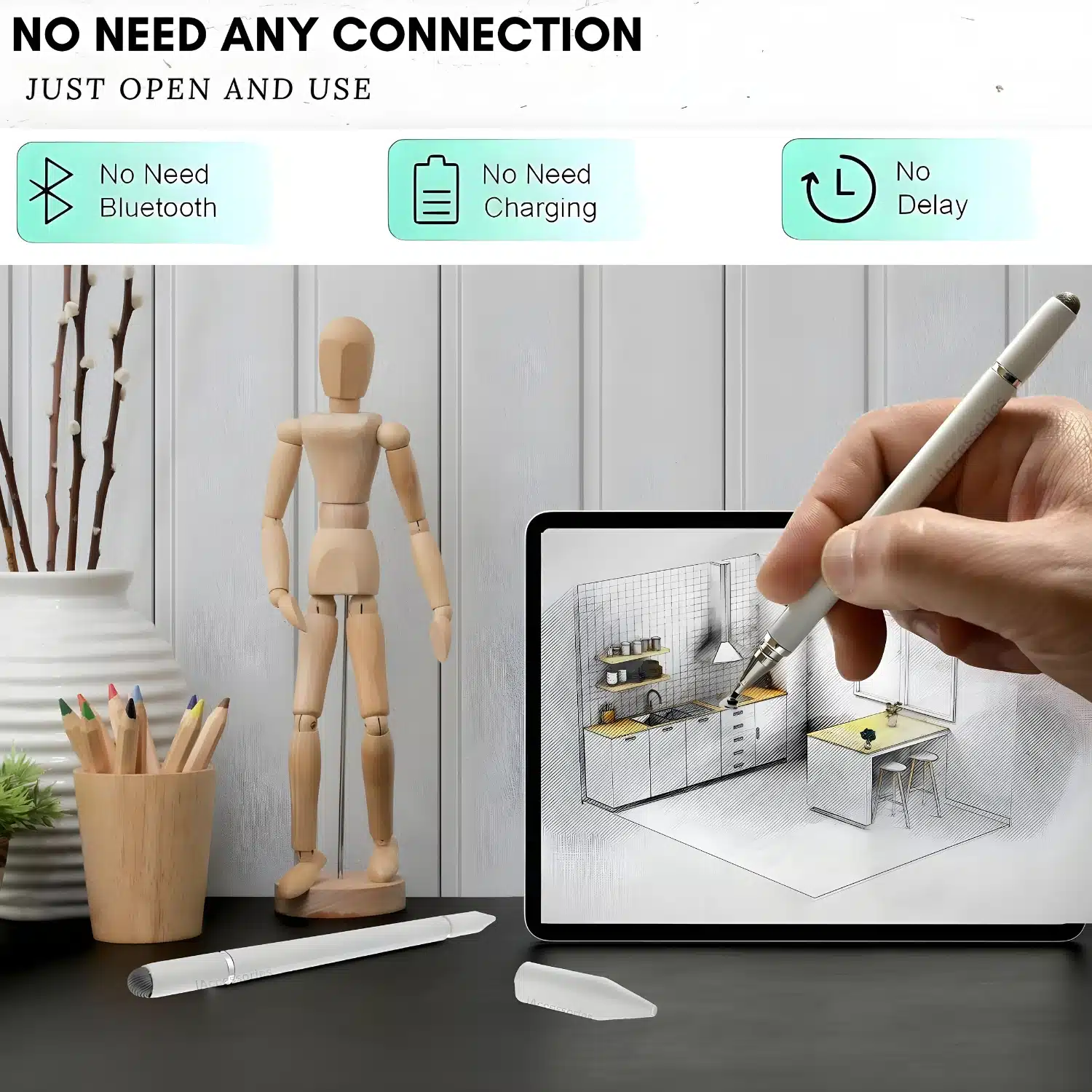 iAccessories 3 in 1 Stylus with Ball Point pen for all Touch Screen Devices White-4