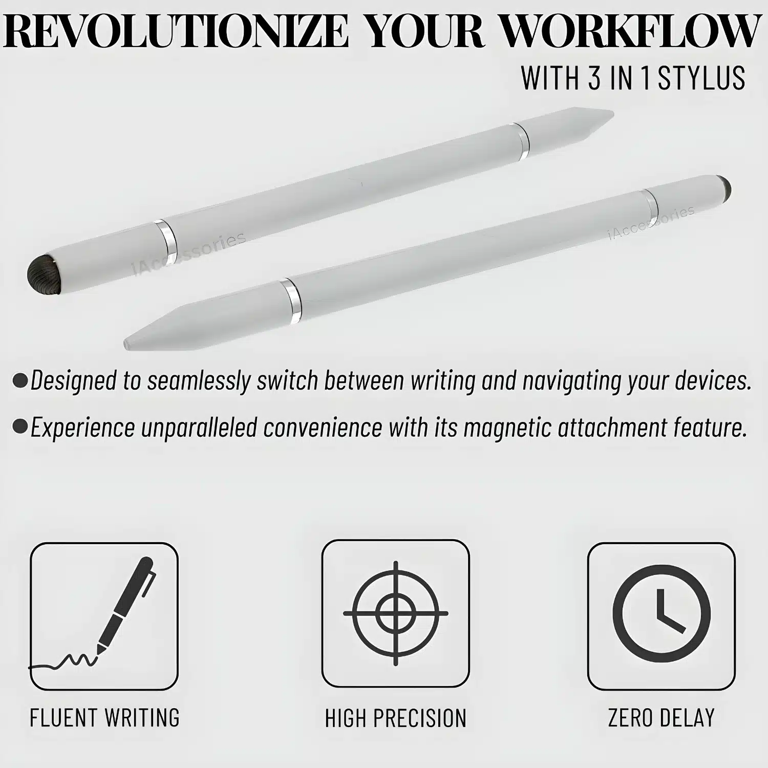 iAccessories 3 in 1 Stylus with Ball Point pen for all Touch Screen Devices White-6
