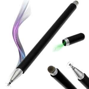 iAccessories 2 Way Magnetic Stylus Pen with Fiber & Fine Point Silicone Disc Tip - Black