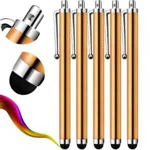 iAccessories Gold Universal Stylus Pens (Pack of 5) | Smooth Touch for All Devices