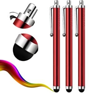 iAccessories Universal Capacitive Stylus Pens – Pack of 3 (Red)