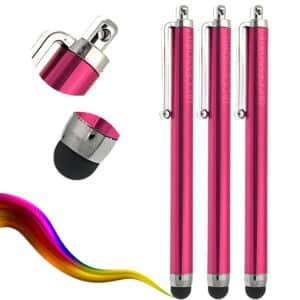 iAccessories Universal Capacitive Stylus Pen for All Touch Screen Devices – Pack of 3 | Hot Pink