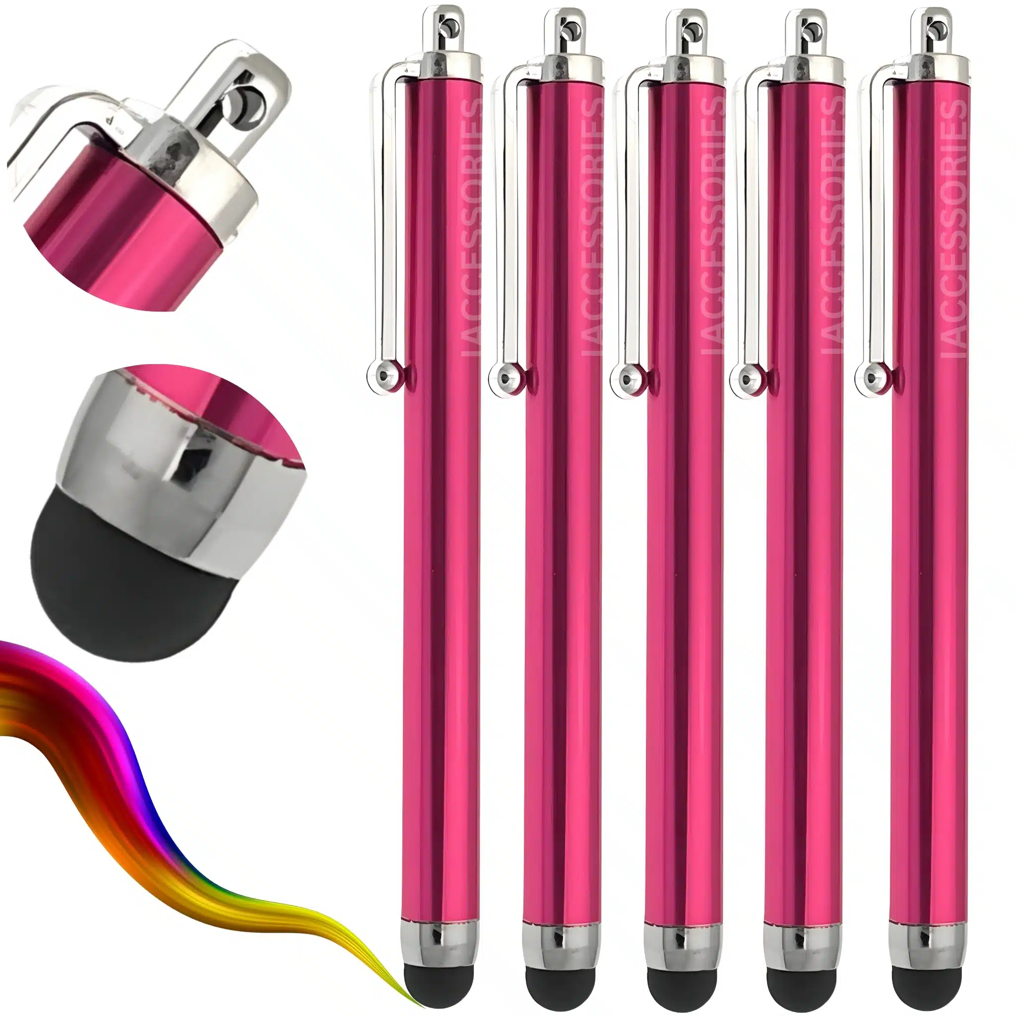 iAccessories Universal Capacitive Stylus Pen Compatible with All Touch Screens Devices Mobile Phones Android Tablet iOS Windows Smartphones - Hot Pink-3
