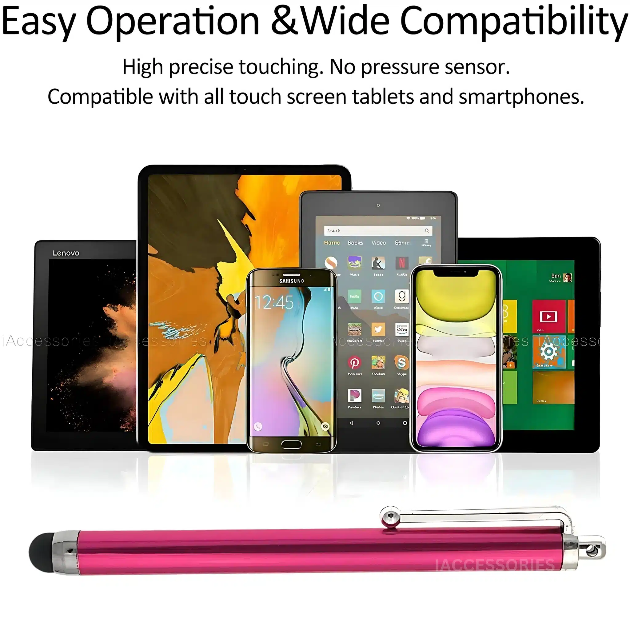 iAccessories Universal Capacitive Stylus Pen Compatible with All Touch Screens Devices Mobile Phones Android Tablet iOS Windows Smartphones – Hot Pink-5
