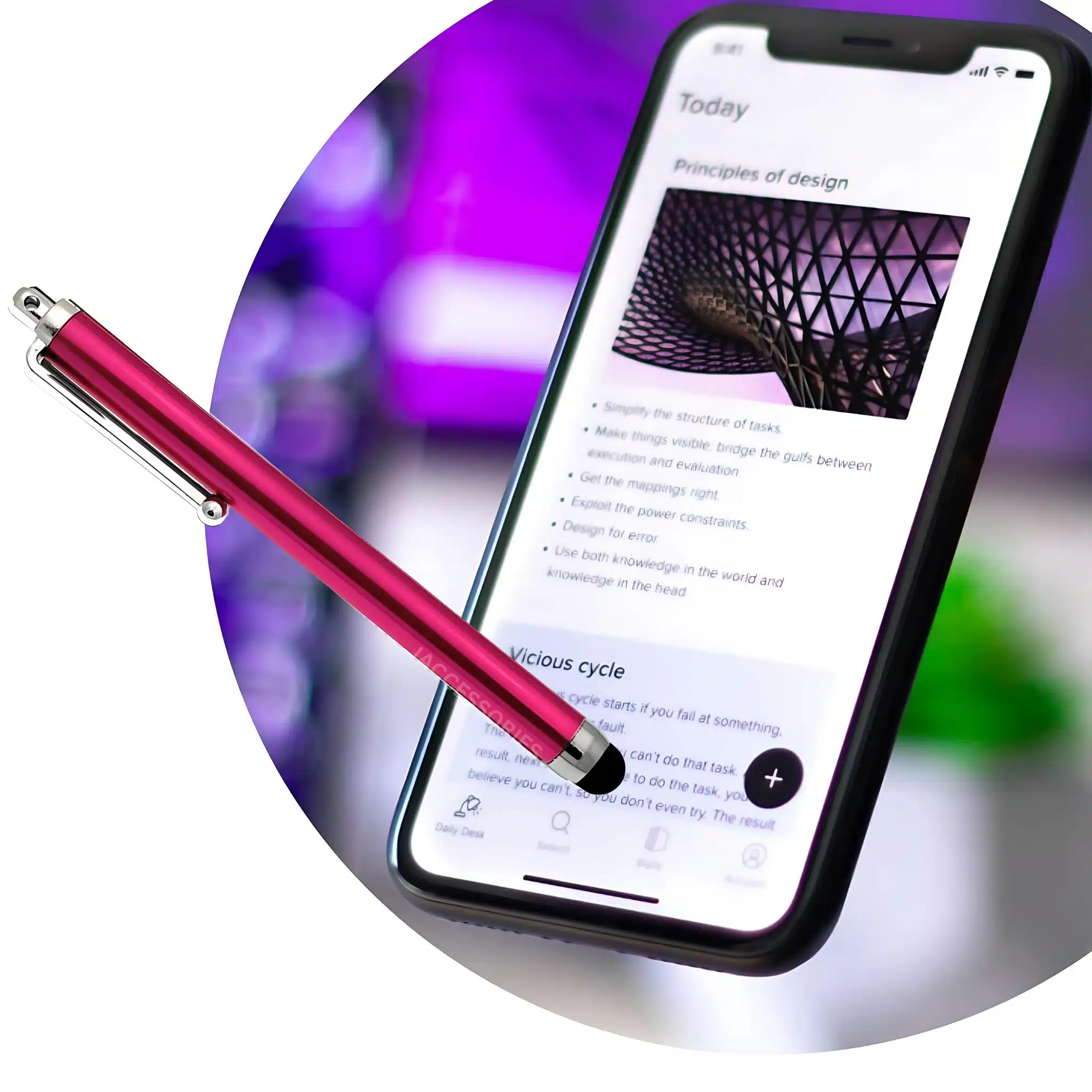 iAccessories Universal Capacitive Stylus Pen Compatible with All Touch Screens Devices Mobile Phones Android Tablet iOS Windows Smartphones – Hot Pink-7