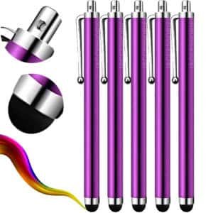 iAccessories Universal Capacitive Stylus Pen for All Touch Screen Devices – Pack of 5 | Purple