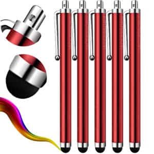 iAccessories Universal Capacitive Stylus Pen for All Touch Screen Devices – Pack of 5 | Red