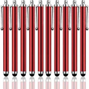 iAccessories Universal Capacitive Stylus Pen for All Touch Screen Devices – Pack of 10 | Red