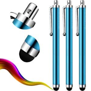 iAccessories Universal Capacitive Stylus Pen for All Touch Screen Devices – Pack of 3 | Aqua