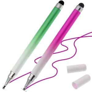 iAccessories Dual-Sided Universal Stylus Pen for All Touch Screen Devices – Pack of 2 | Pink & Green