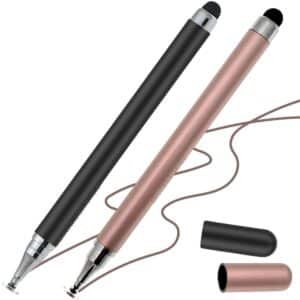 iAccessories Dual-Sided Universal Stylus Pen for All Touch Screen Devices – Pack of 2 | Black & Rose Gold