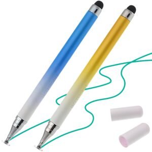 iAccessories Dual-Sided Universal Stylus Pen for All Touch Screen Devices – Pack of 2 | Blue & Yellow