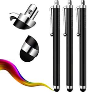 iAccessories Universal Capacitive Stylus Pen for All Touch Screen Devices – Pack of 3 | Black
