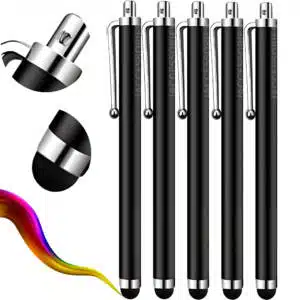 iAccessories Universal Capacitive Stylus Pen for All Touch Screen Devices – Pack of 5 | Black