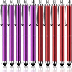 Universal Capacitive Stylus Pens for All Touch Screen Devices – Pack of 10 | Purple & Red
