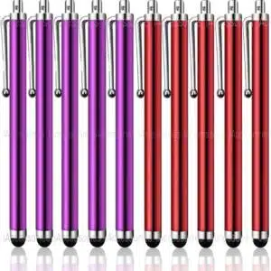 Universal Capacitive Stylus Pens for All Touch Screen Devices – Pack of 10 | Purple & Red