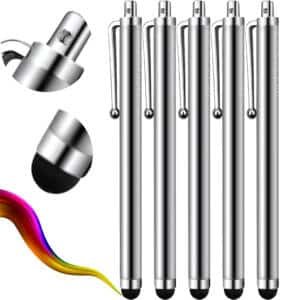 iAccessories Universal Capacitive Stylus Pen for All Touch Screen Devices – Pack of 5 | Silver